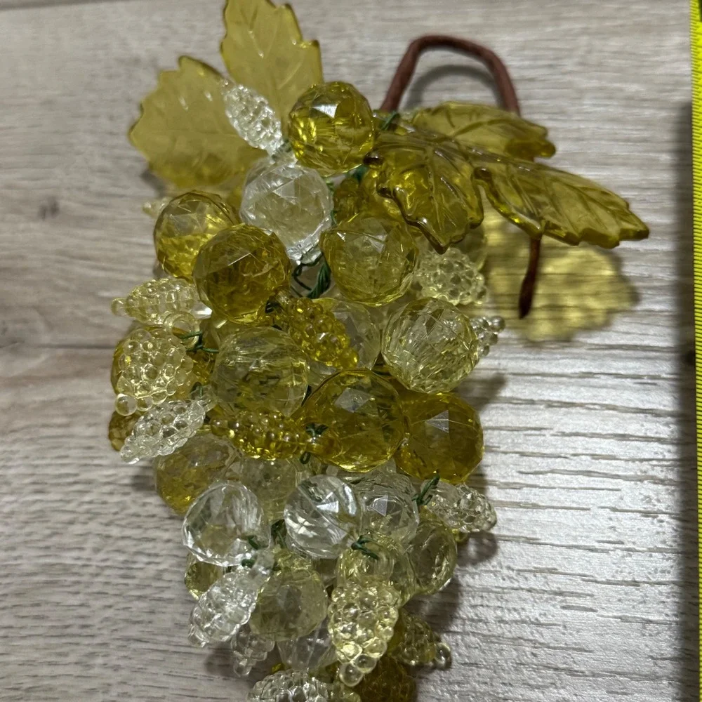 Vintage Green lucite Faceted‎ Acrylic Grape Clusters MCM Decor Set of 2